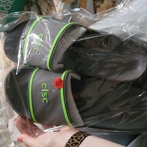 CLSC slides sandals green gray sz 12 new in plastic